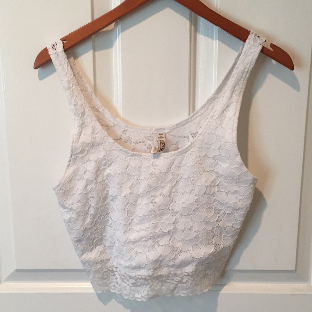 White lace crop top!